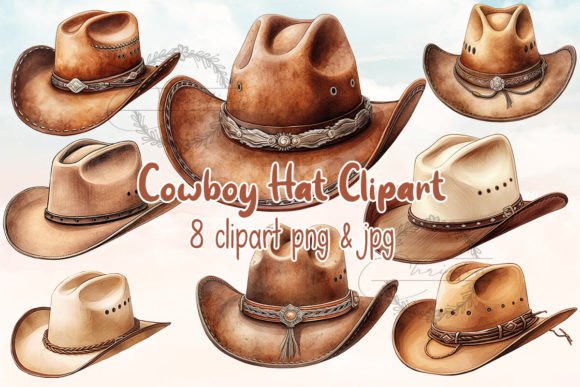Cowboy Hat Watercolor Clipart for Illustrations & Digital Product Sellers