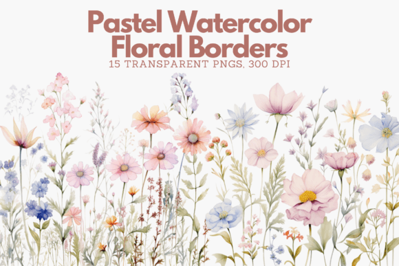 Elegant Pastel Watercolor Floral Borders for Brand & Marketing Illustrations