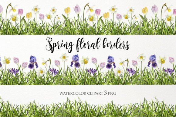 Grass Clipart. Spring Watercolor Flowers: A Designer’s Review for Branding and Commercial Use