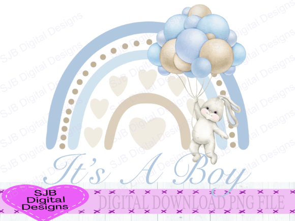 Its a Boy New Baby Watercolor Bunny Illustrations