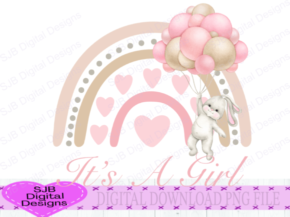 Its a Girl Bunny Illustrations for Digital Products