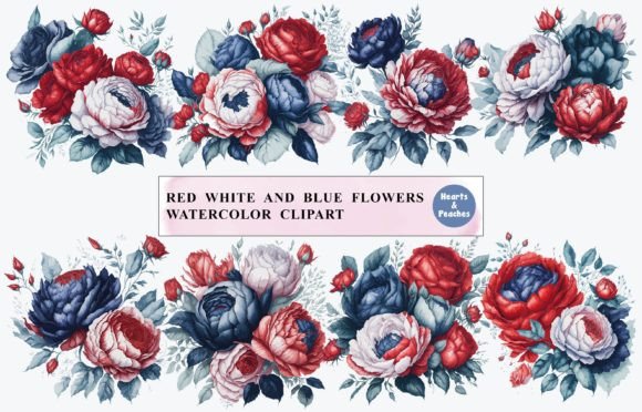Red White and Blue Flowers: Editorial Illustrations