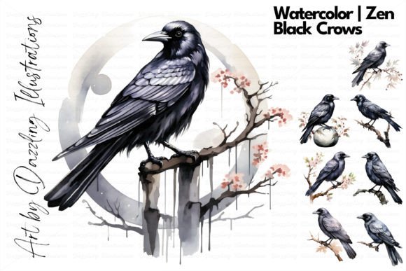 Watercolor Black Crows: A Sumie-Inspired Embroidery Review