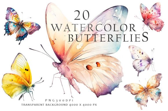 Watercolor Butterflies Clipart: A Soft, Artistic Touch for Local Branding and Packaging