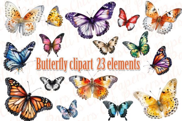 Watercolor Butterfly Clipart: Soft Illustrations for Delicate Design Themes