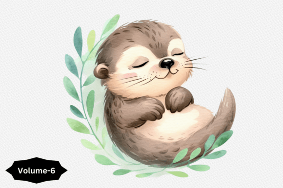 Watercolor Cute Kawaii Otter Clipart: A Fresh Illustration for Branding and Marketing