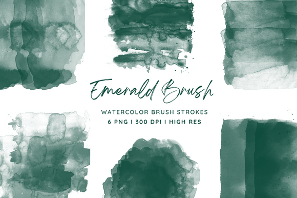 Watercolor Emerald Brush PNG Freebies for Sellers