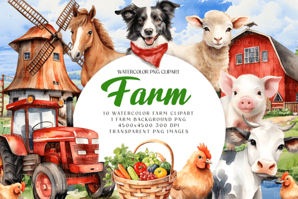 Watercolor Farm Animals Clip Art: A Visual Designer’s Review for Bloggers & Publishers