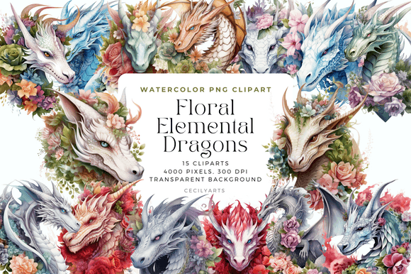 Watercolor Floral Elemental Dragons: A Stitch Test