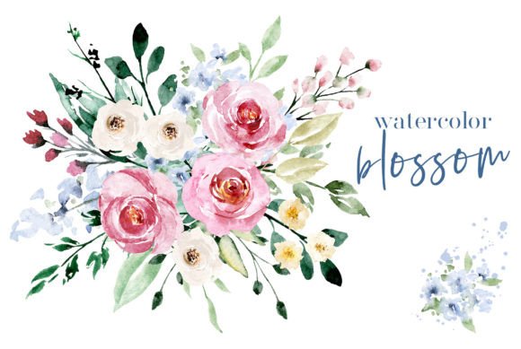 Watercolor Flowers Set Blossom: A Fresh Illustration for Local Branding