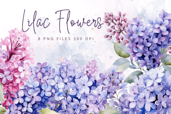 Watercolor Lilac Flowers Purple Floral Illustrations: Soft Elegance for Modern Branding