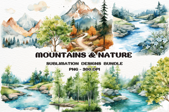 Watercolor Mountains Nature Clipart: A Fresh Illustrations Pick for Modern Branding