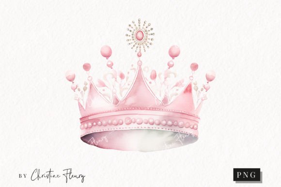 Watercolor Pink Crown Clipart Princess Illustrations