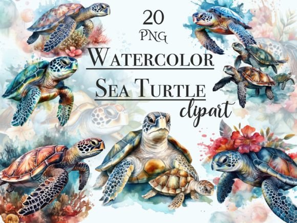 Watercolor Sea Turtle Clipart: A Fresh Illustration for Coastal Branding