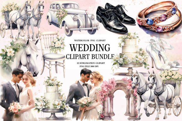 Watercolor Wedding Clipart Bundle: Illustrations for Crafters
