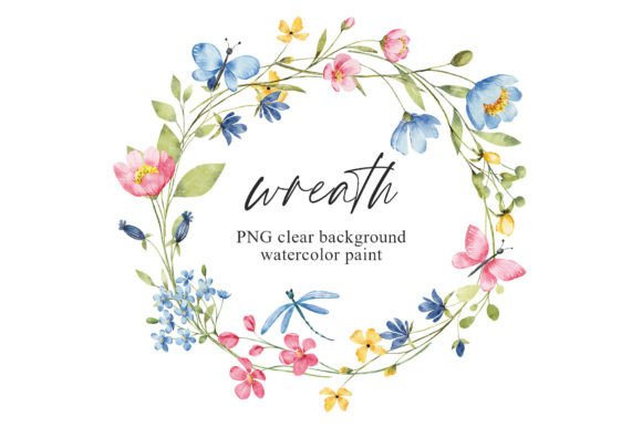 Wreath, Watercolor Flowers, Butterflies: A Fresh Illustrations Pick for Bloggers & Digital Publishers